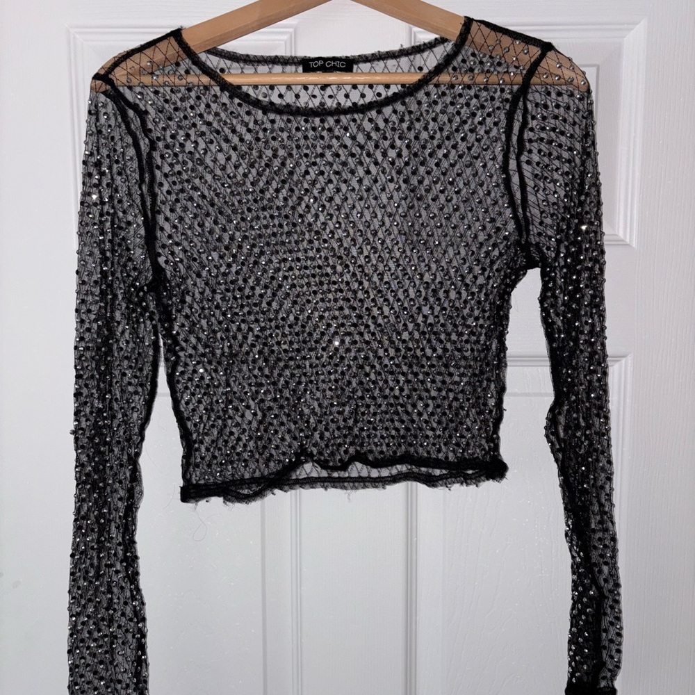 Diamond Sparkle Mesh Crop Top